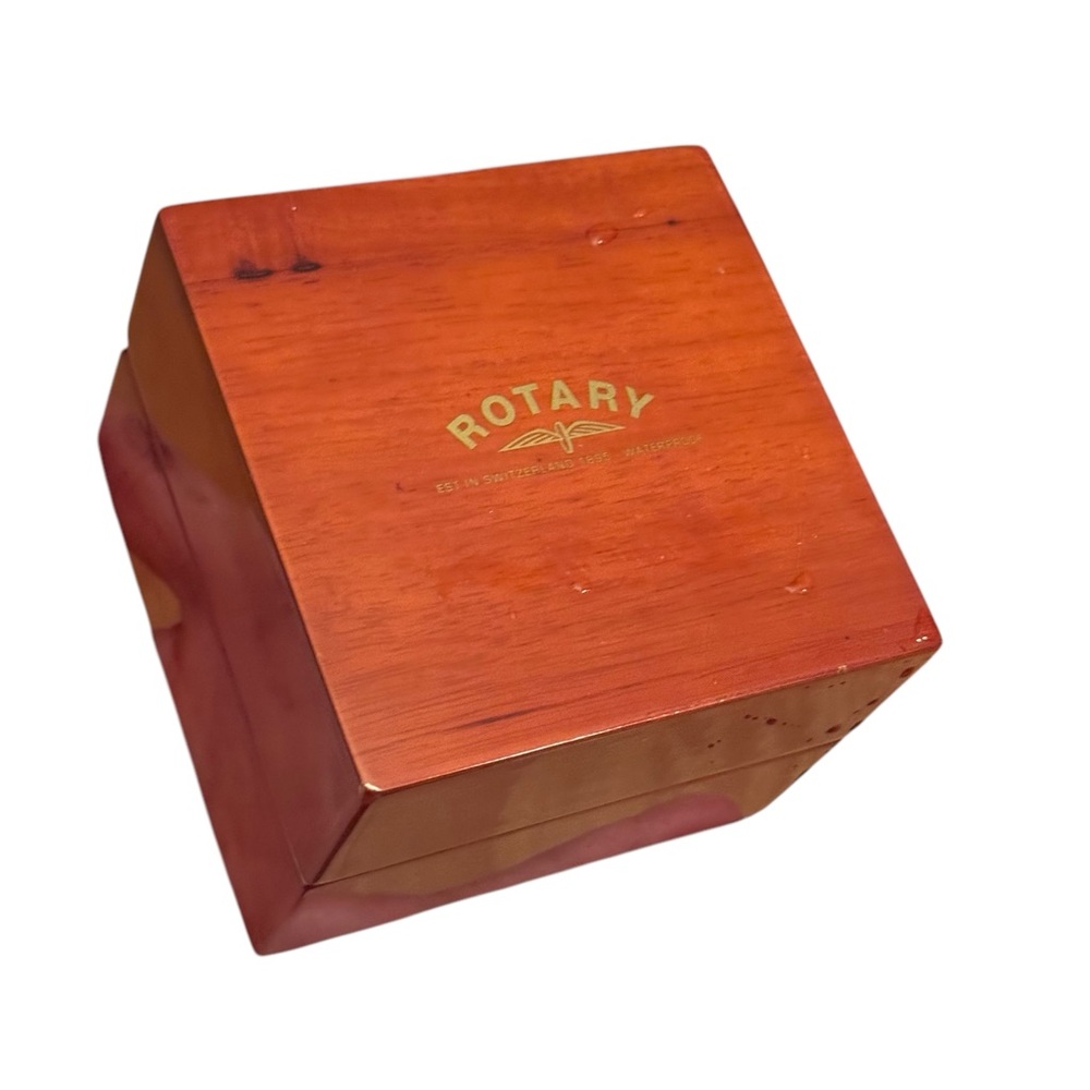 Elegant vintage acrylic finish Wooden Rotary watch Jewelry Box